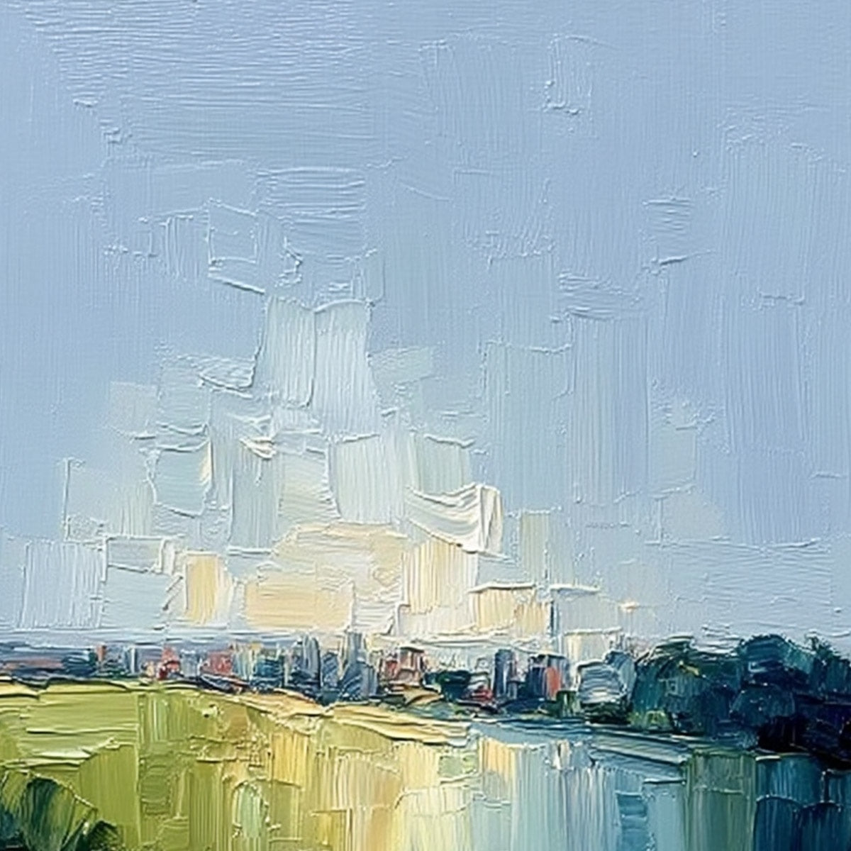 COASTAL PROMENADE: Textured Palette Knife Impasto Landscape Painting - Image 5