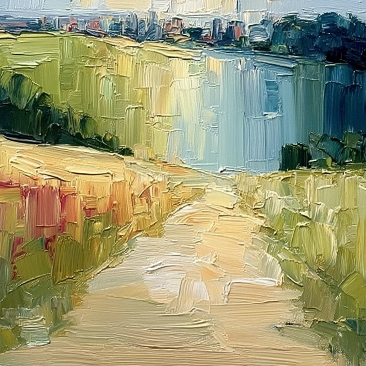 COASTAL PROMENADE: Textured Palette Knife Impasto Landscape Painting - Image 3