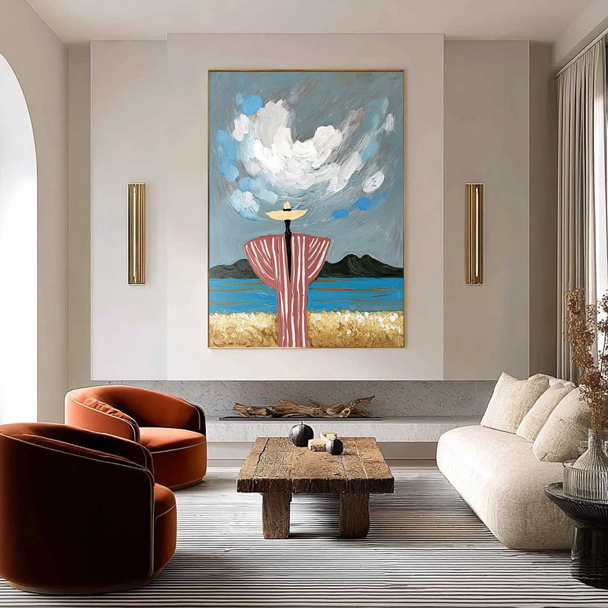COASTAL REVERIE: Expressive Figurative Beach Landscape Painting - Image 2