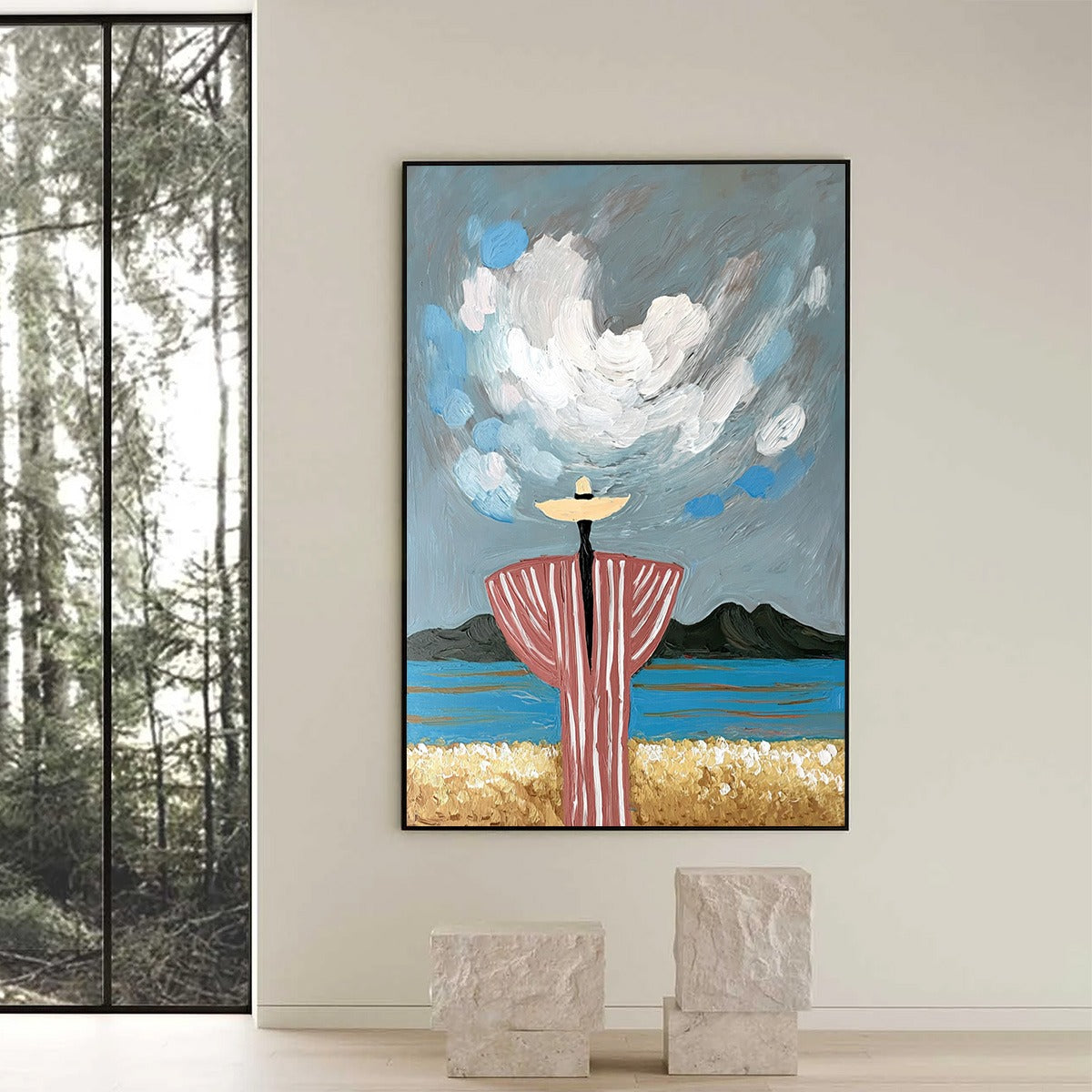 COASTAL REVERIE: Expressive Figurative Beach Landscape Painting - Image 6
