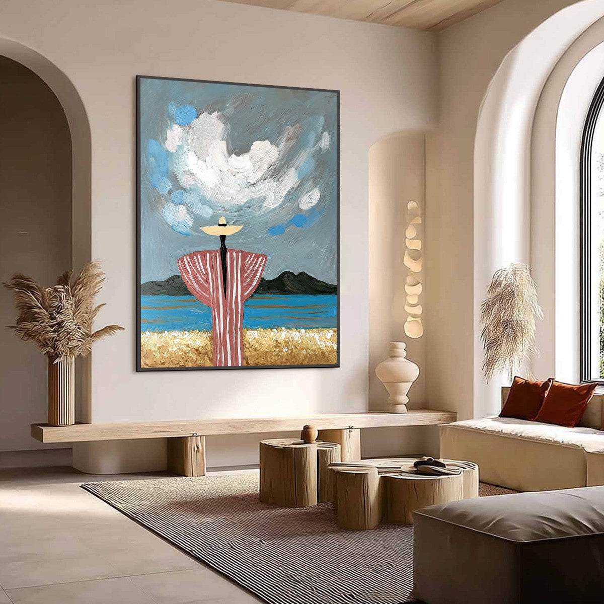 COASTAL REVERIE: Expressive Figurative Beach Landscape Painting - Image 7