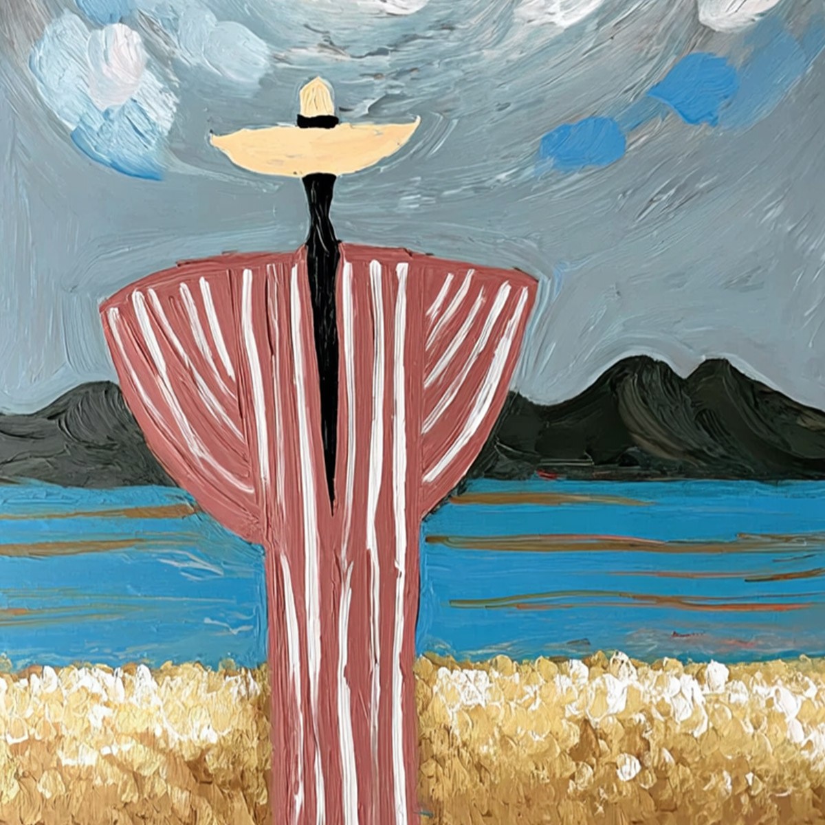 COASTAL REVERIE: Expressive Figurative Beach Landscape Painting - Image 3