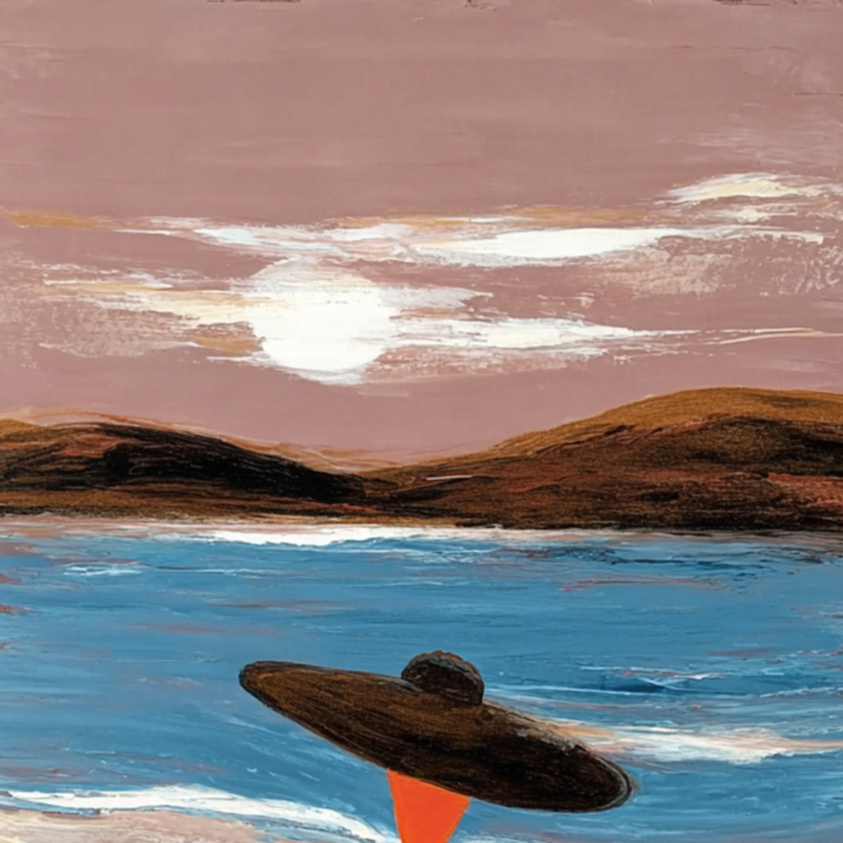 COASTAL REVERIE: Modern Wabi Sabi Style Figurative Beach Painting - Image 3
