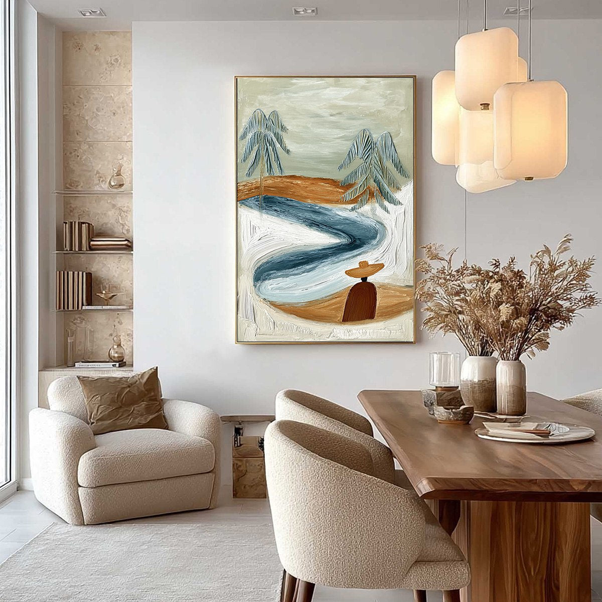 COASTAL REVERIE: Textured Wabi Sabi Coastal Landscape Painting - Image 4