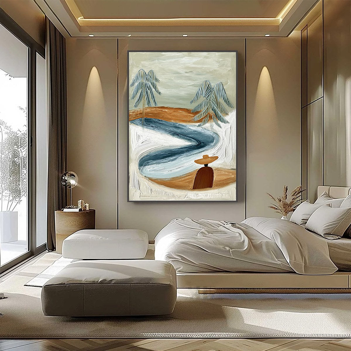 COASTAL REVERIE: Textured Wabi Sabi Coastal Landscape Painting - Image 6