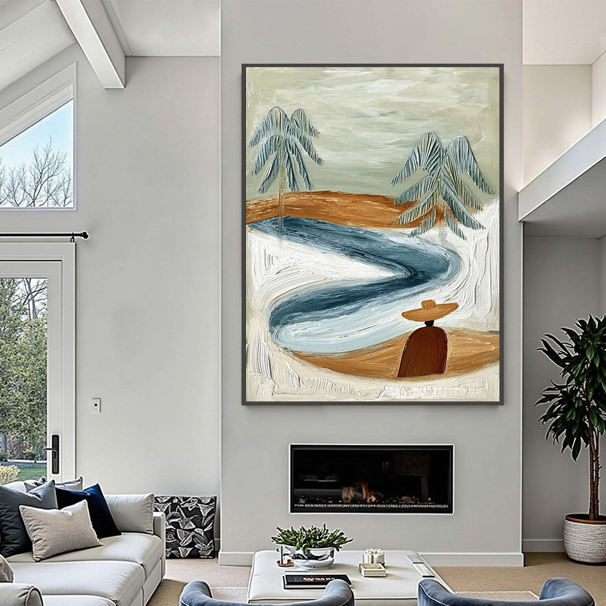 COASTAL REVERIE: Textured Wabi Sabi Coastal Landscape Painting - Image 2
