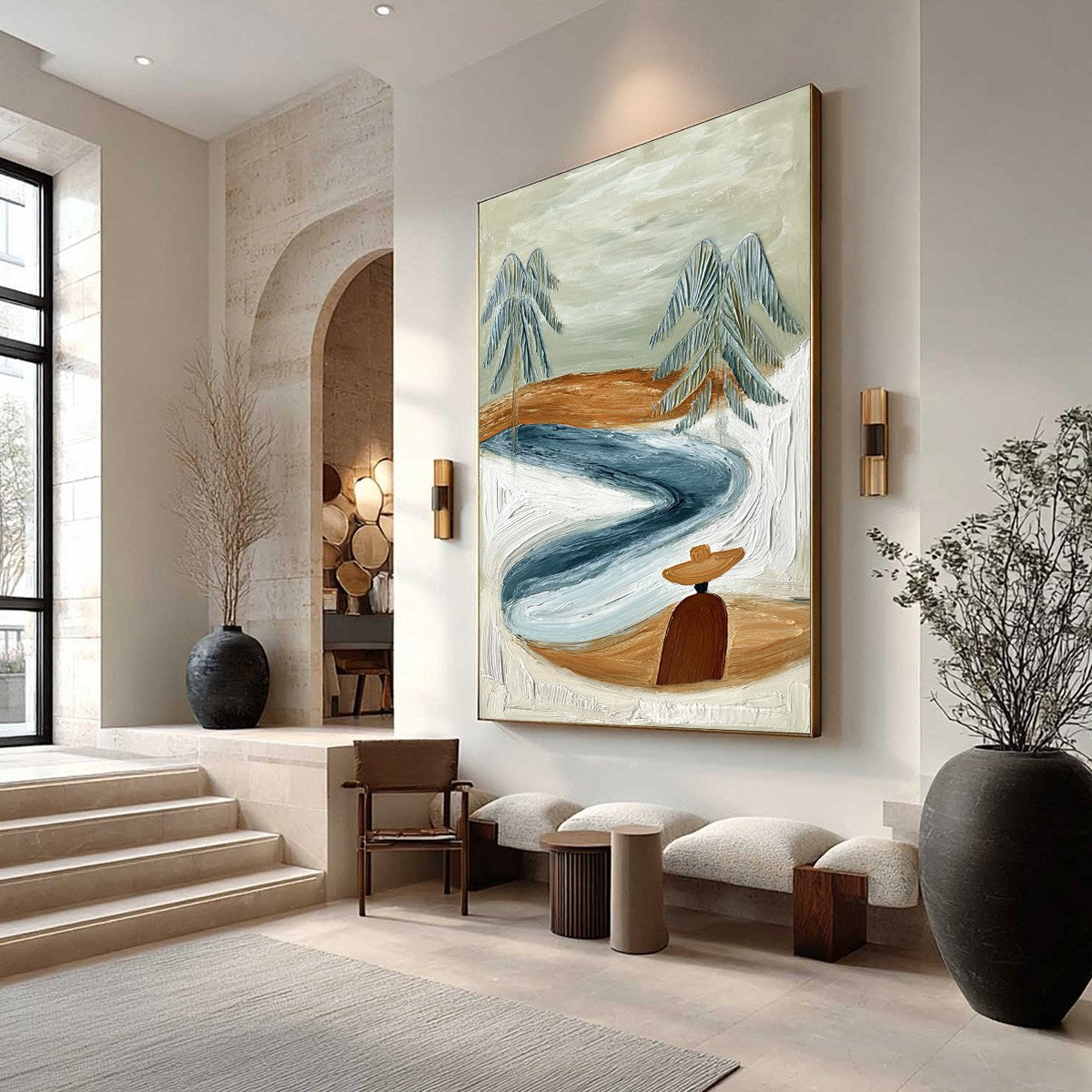 COASTAL REVERIE: Textured Wabi Sabi Coastal Landscape Painting - Image 7