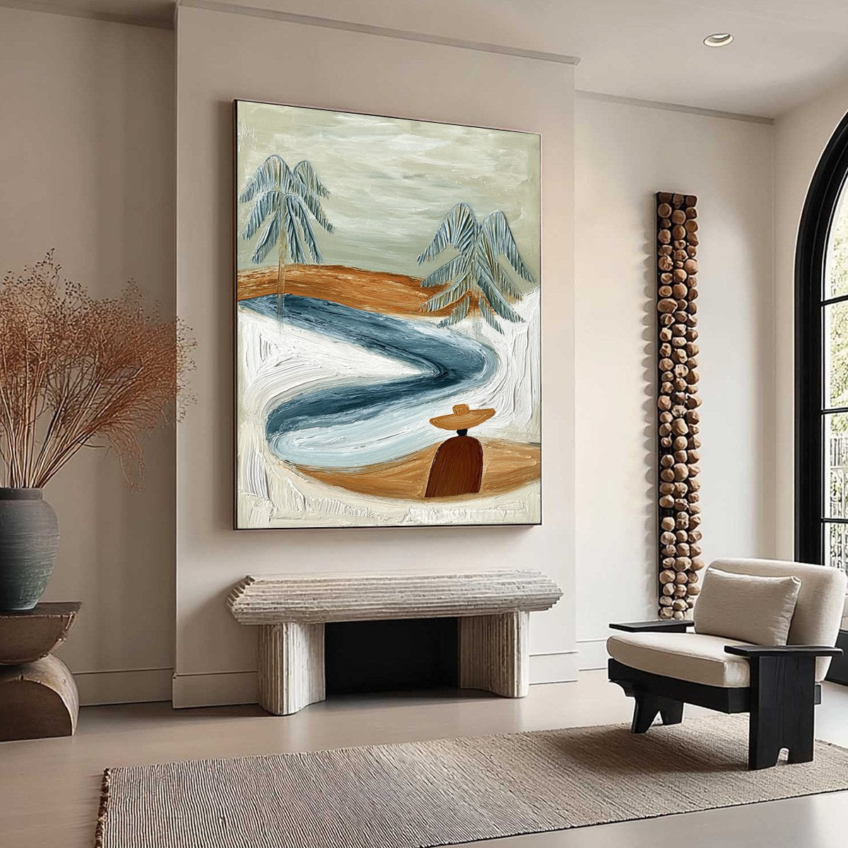 COASTAL REVERIE: Textured Wabi Sabi Coastal Landscape Painting - Image 8
