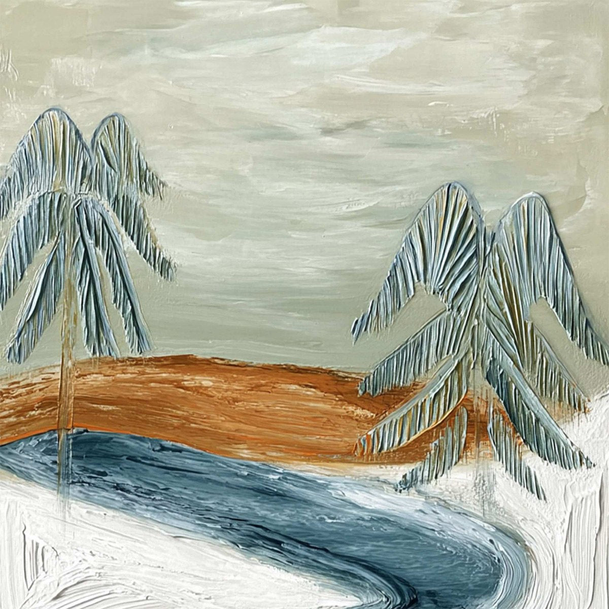 COASTAL REVERIE: Textured Wabi Sabi Coastal Landscape Painting - Image 5