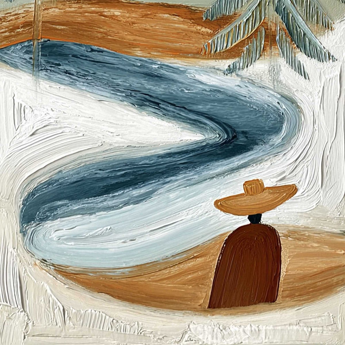 COASTAL REVERIE: Textured Wabi Sabi Coastal Landscape Painting - Image 3