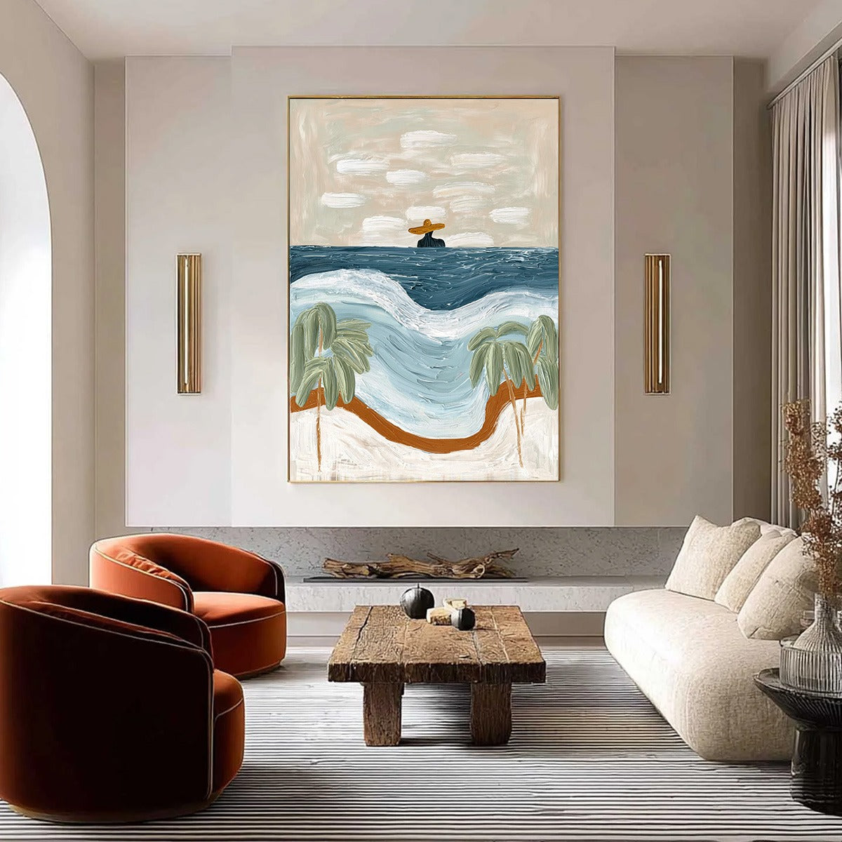 COASTAL REVERIE: Textured Wabi Sabi Style Beach & Sea Painting - Image 2