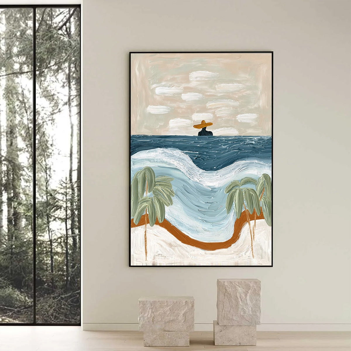 COASTAL REVERIE: Textured Wabi Sabi Style Beach & Sea Painting - Image 6