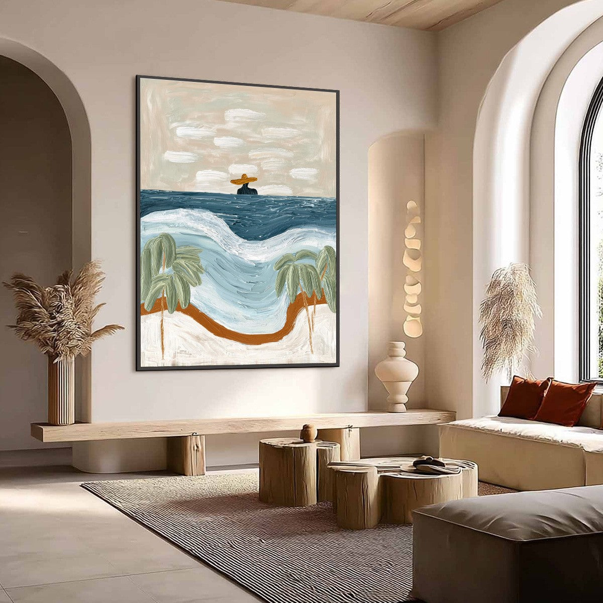 COASTAL REVERIE: Textured Wabi Sabi Style Beach & Sea Painting - Image 7