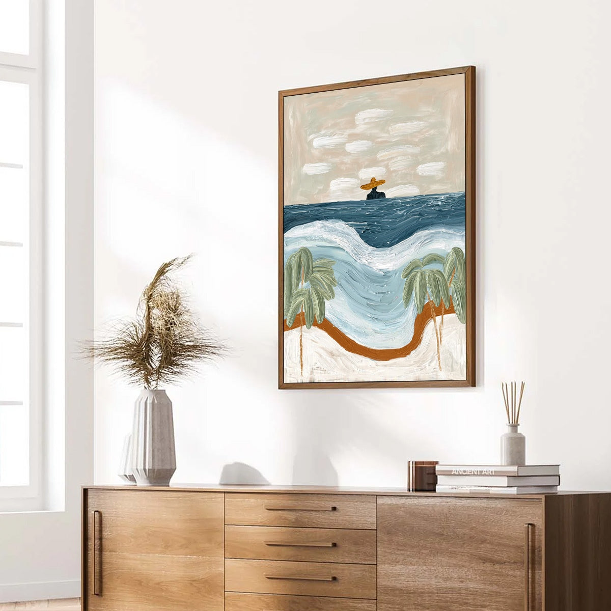 COASTAL REVERIE: Textured Wabi Sabi Style Beach & Sea Painting - Image 8