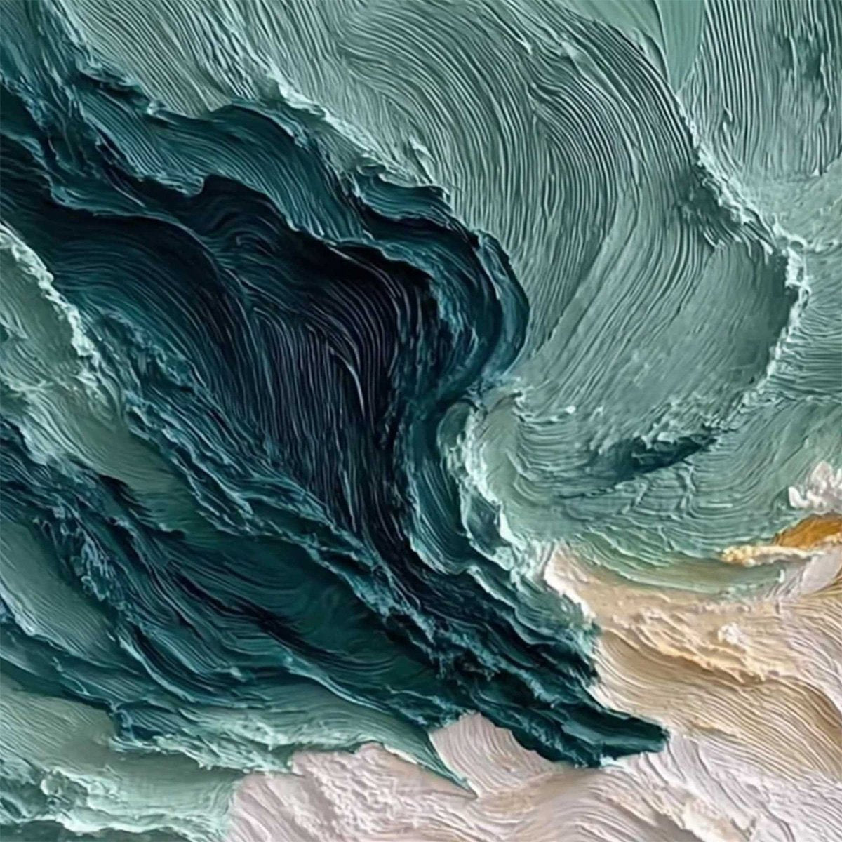COASTAL RHYTHM: Large Horizontal Textured Impasto Ocean Painting - Image 3