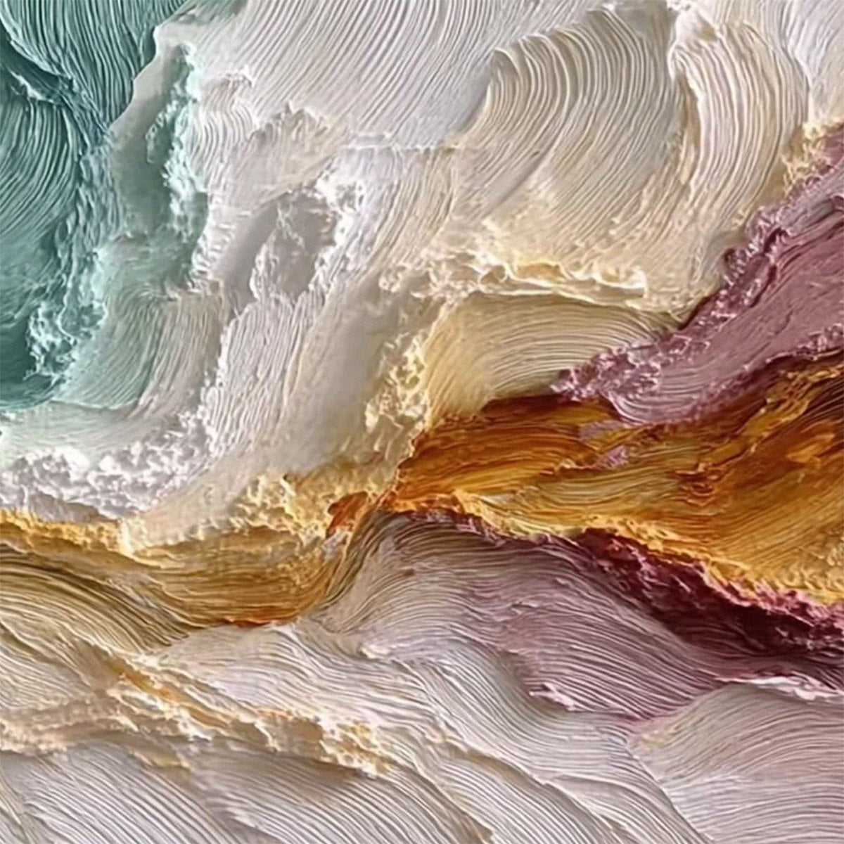 COASTAL RHYTHM: Large Horizontal Textured Impasto Ocean Painting - Image 5