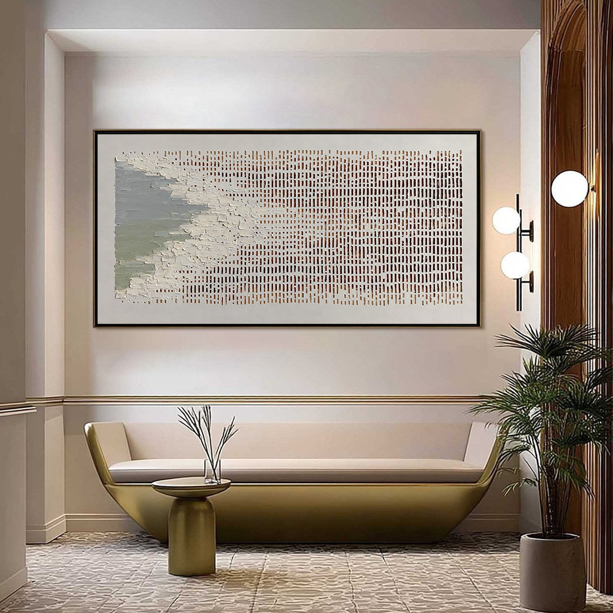 COASTAL RHYTHM: Textured Wabi Sabi Abstract Horizontal Wall Art - Image 4