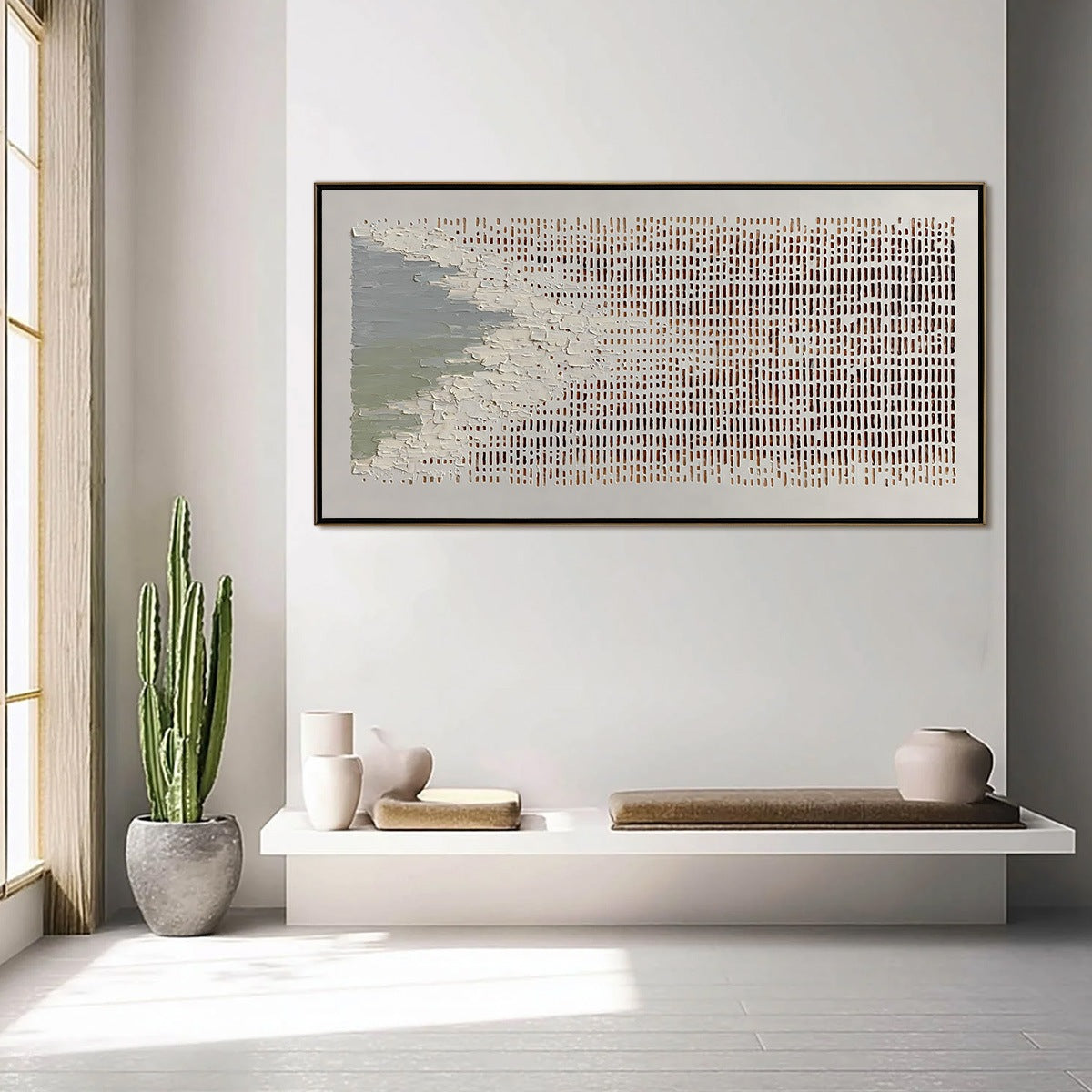 COASTAL RHYTHM: Textured Wabi Sabi Abstract Horizontal Wall Art - Image 6