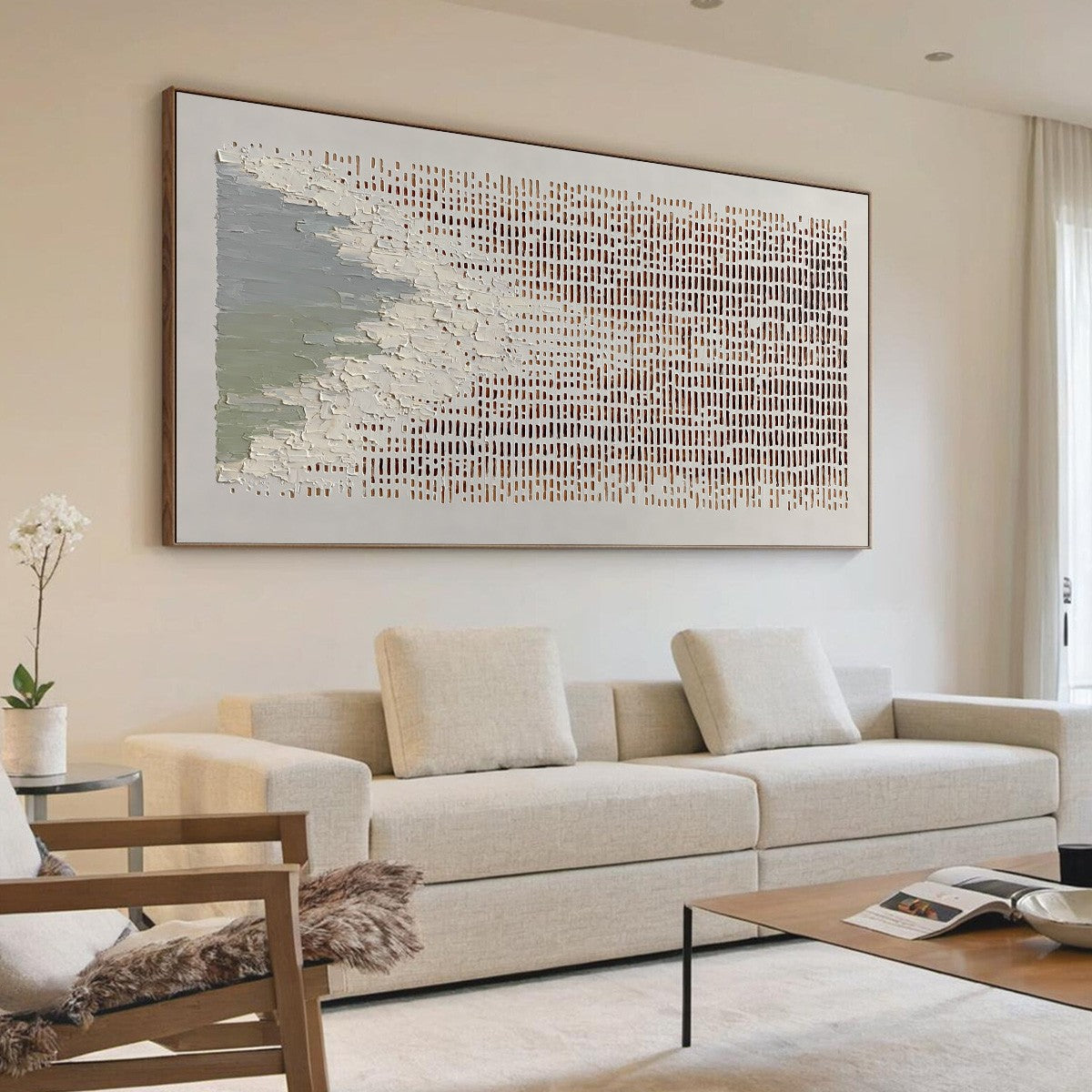 COASTAL RHYTHM: Textured Wabi Sabi Abstract Horizontal Wall Art - Image 7