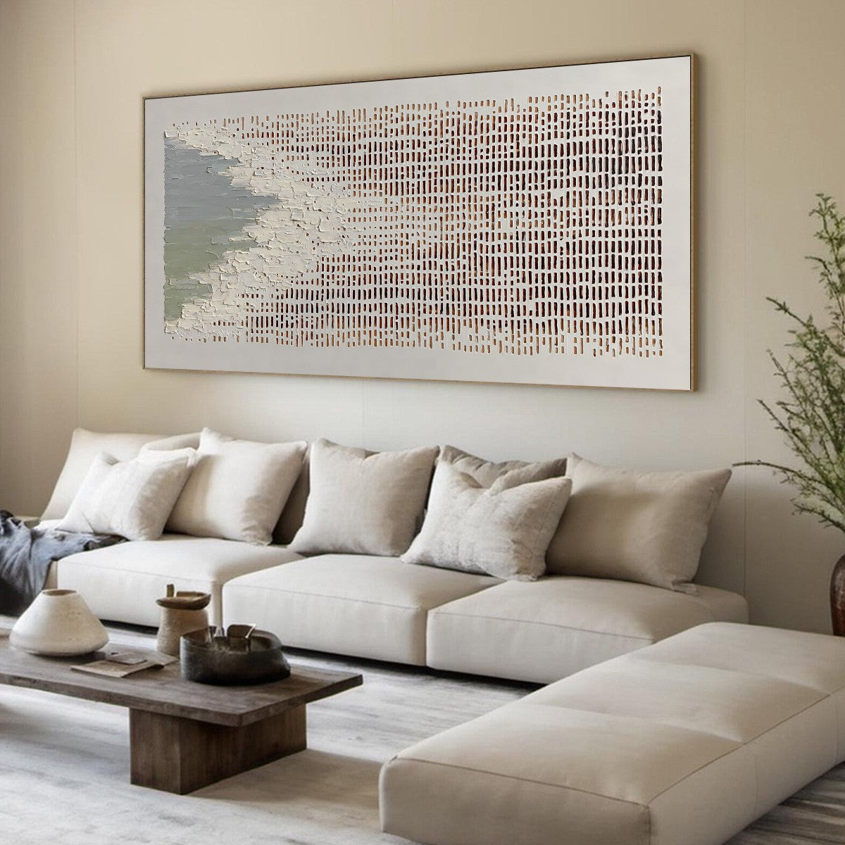COASTAL RHYTHM: Textured Wabi Sabi Abstract Horizontal Wall Art - Image 8