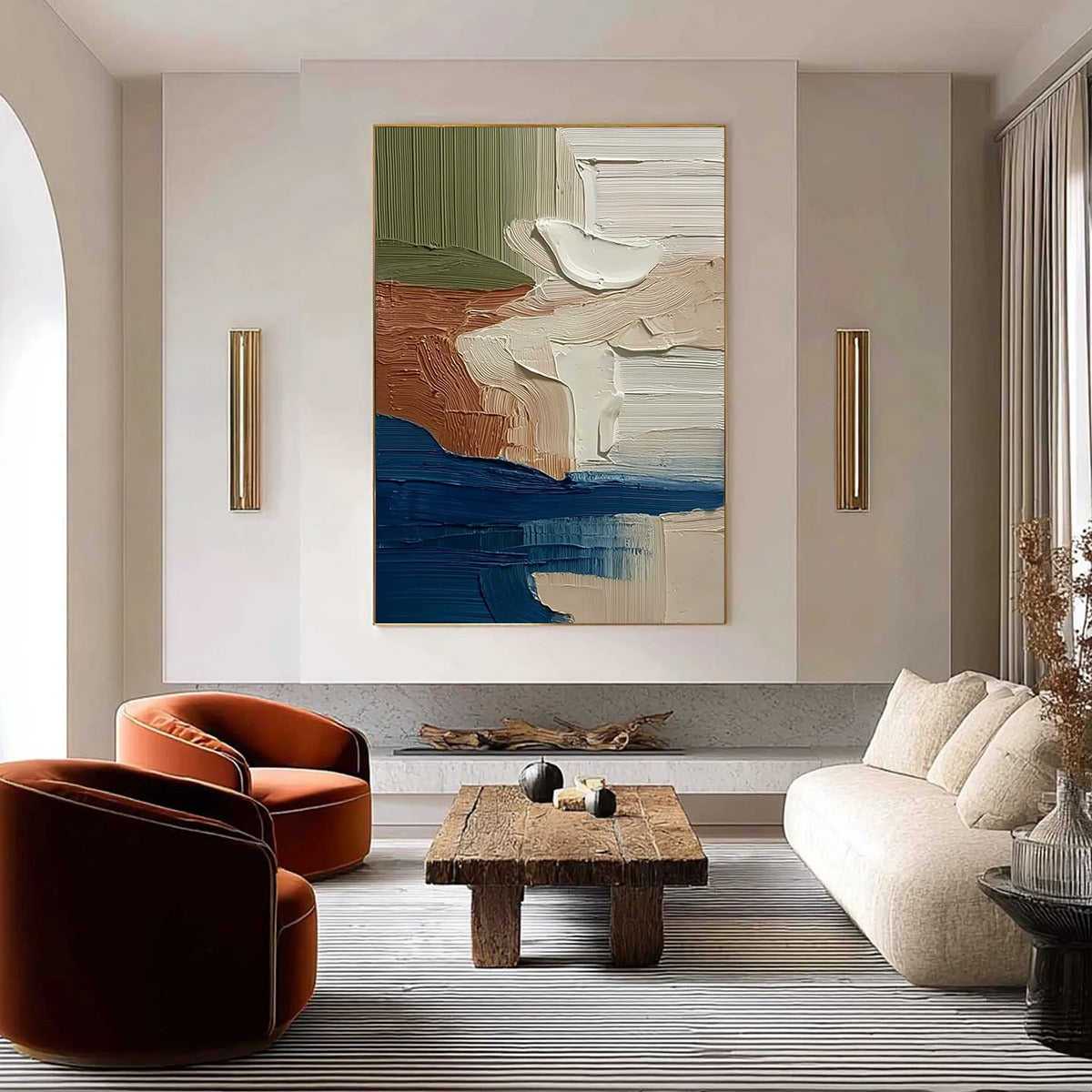 COASTAL STRATA: Textured Wabi Sabi Abstract Seascape Painting - Image 2