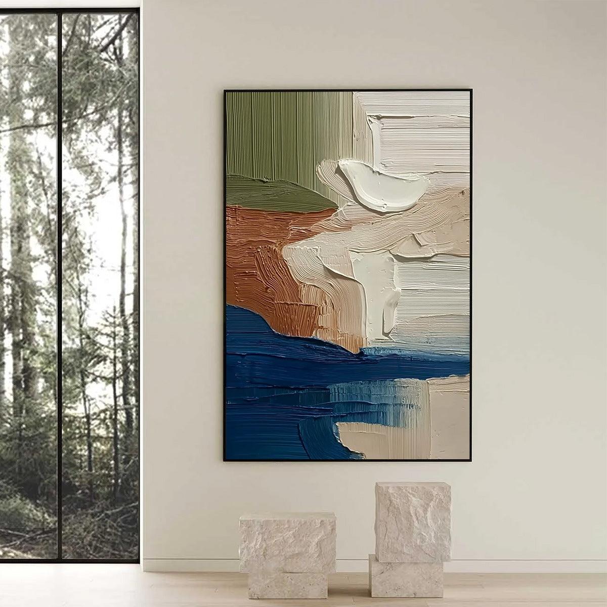 COASTAL STRATA: Textured Wabi Sabi Abstract Seascape Painting - Image 6