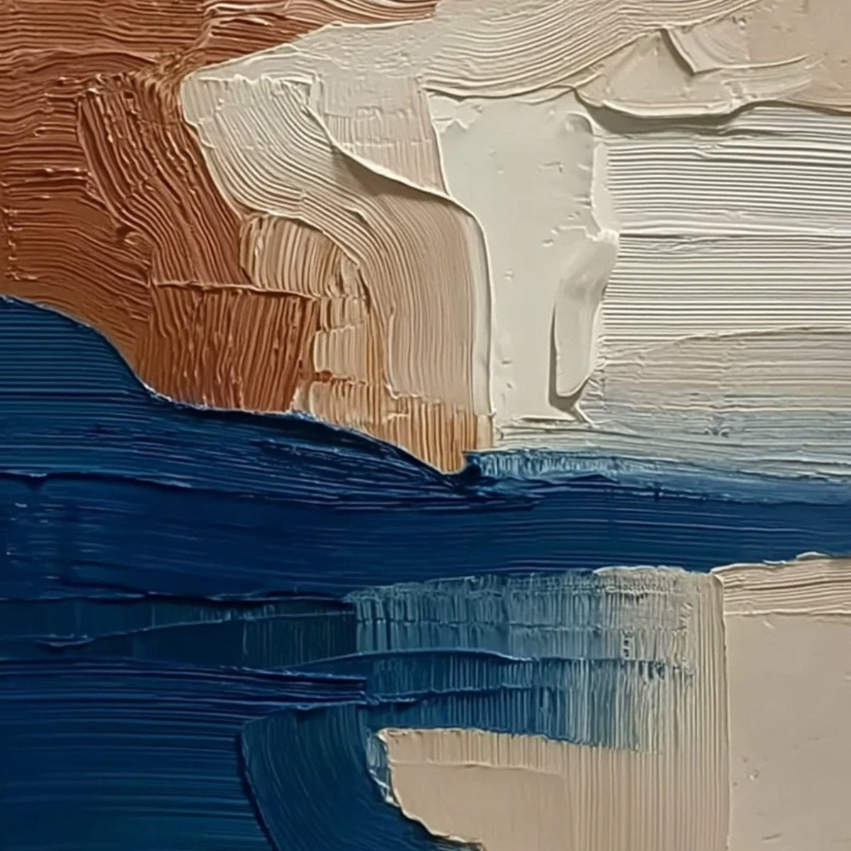 COASTAL STRATA: Textured Wabi Sabi Abstract Seascape Painting - Image 5