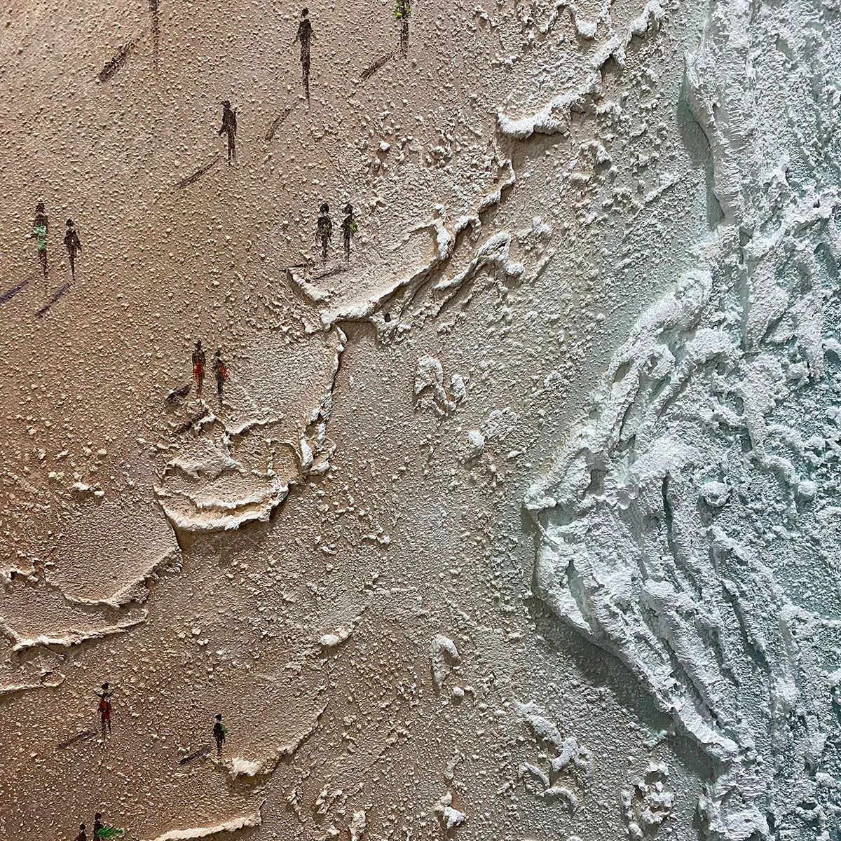 COASTAL SERENITY: Textured Beach Painting, Ocean View, Beige, Blue, Living Room, Bedroom - Image 4
