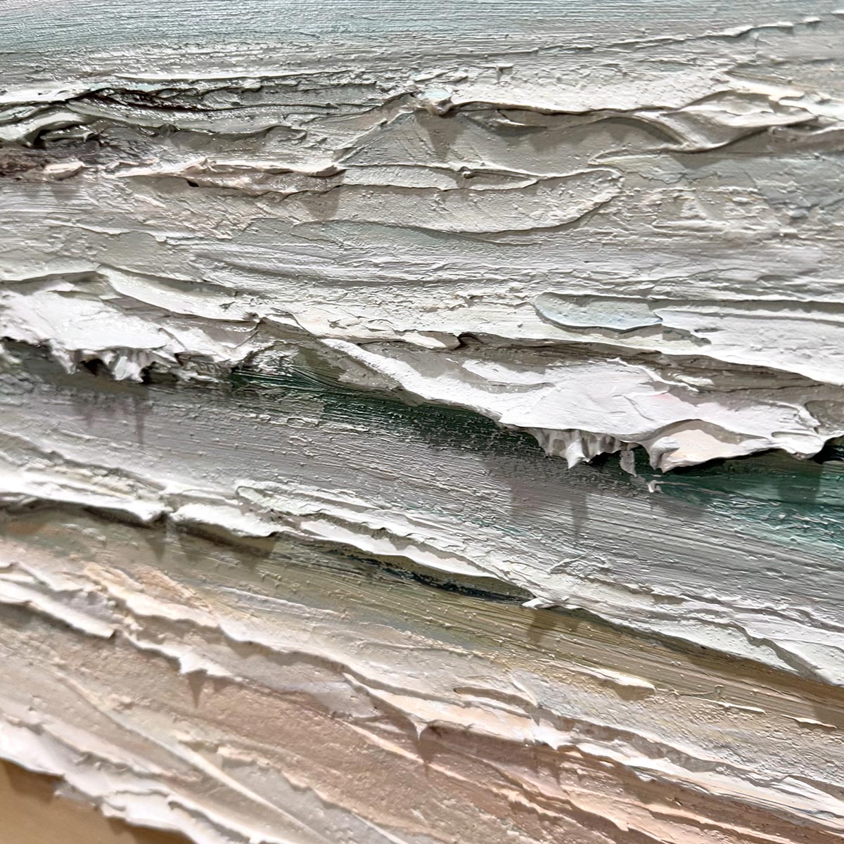 COASTAL SERENITY: Textured Seascape Painting, Impasto Wall Art, Horizontal Canvas, Beach Decor - Image 3