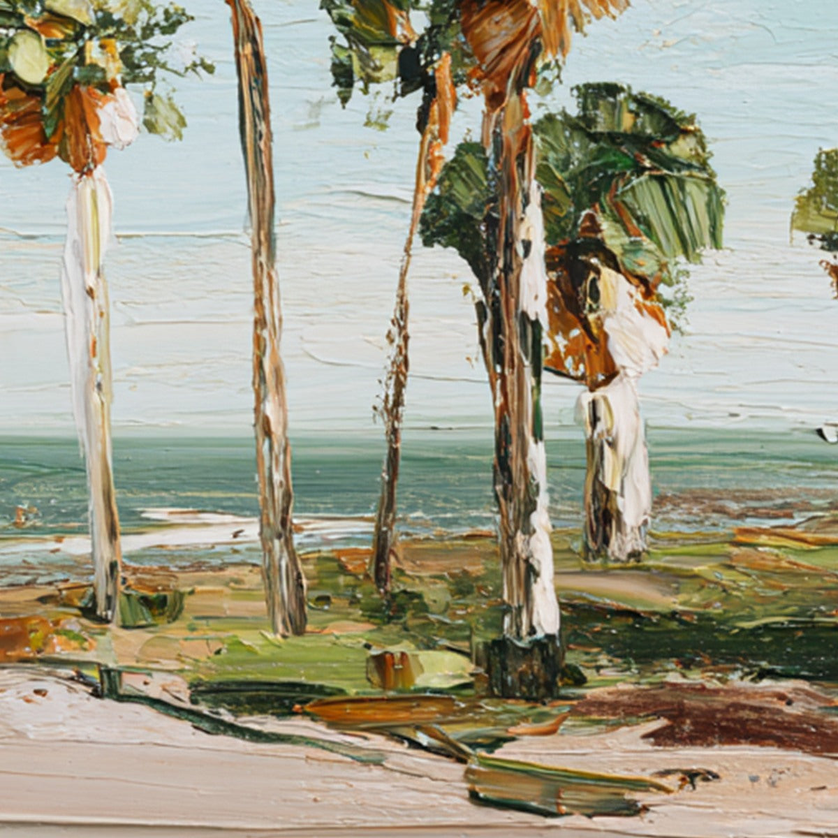 COASTAL TEXTURES: Impasto Palette Knife Palm Tree Painting - Image 3