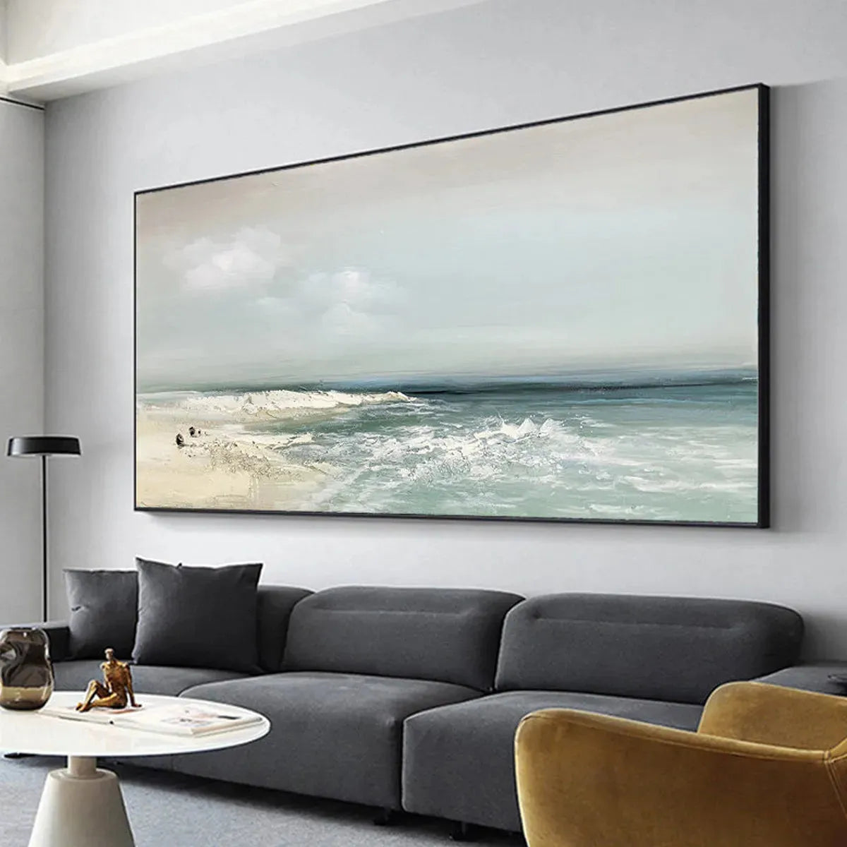 COASTAL WHISPERS: Tranquil Beach Landscape Oil Painting - Image 5