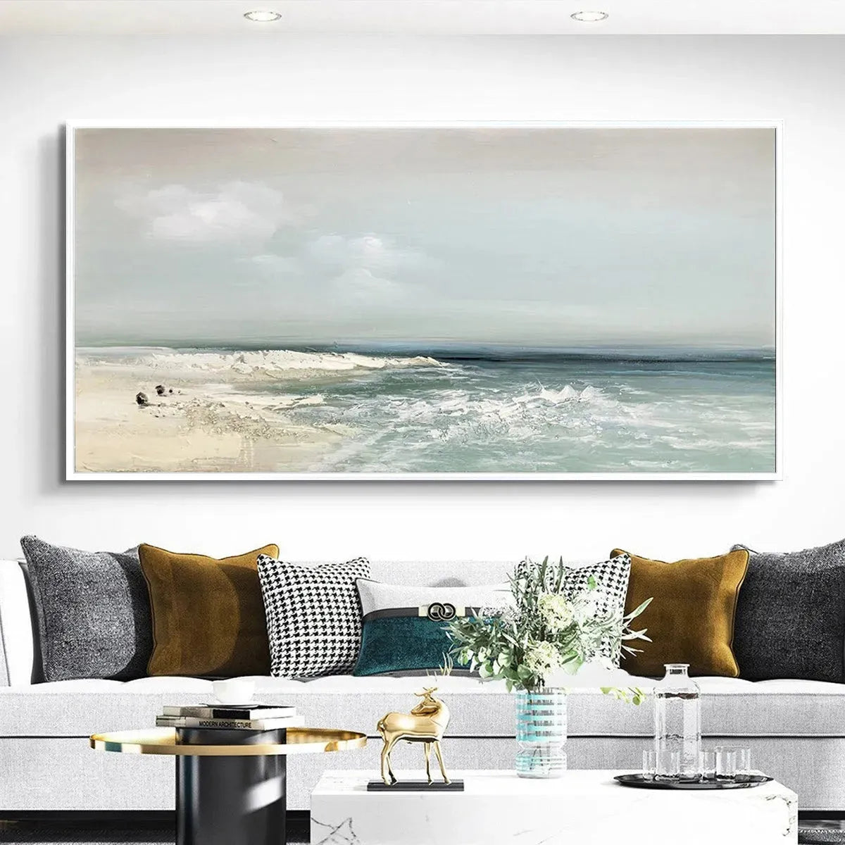 COASTAL WHISPERS: Tranquil Beach Landscape Oil Painting - Image 6