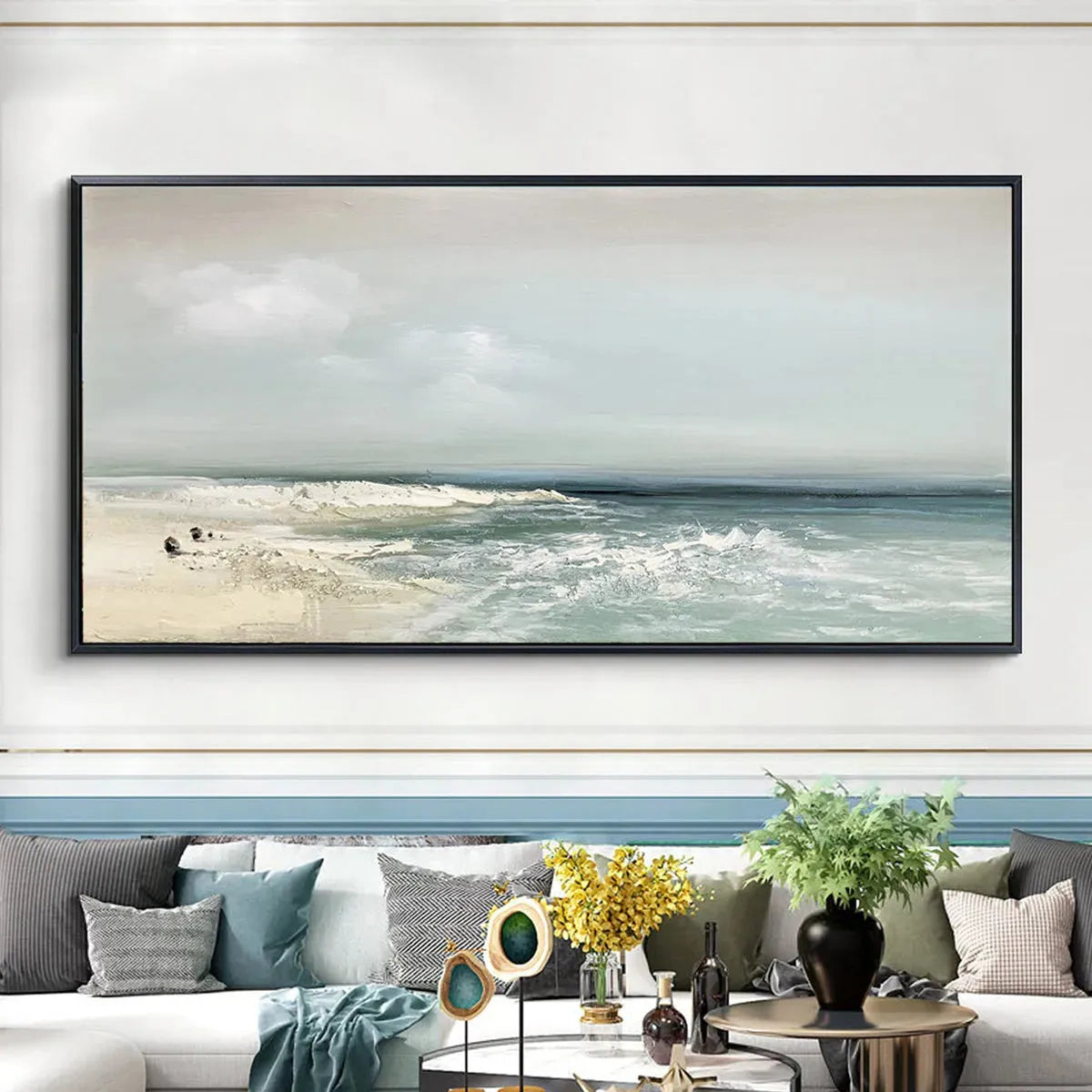 COASTAL WHISPERS: Tranquil Beach Landscape Oil Painting - Image 9