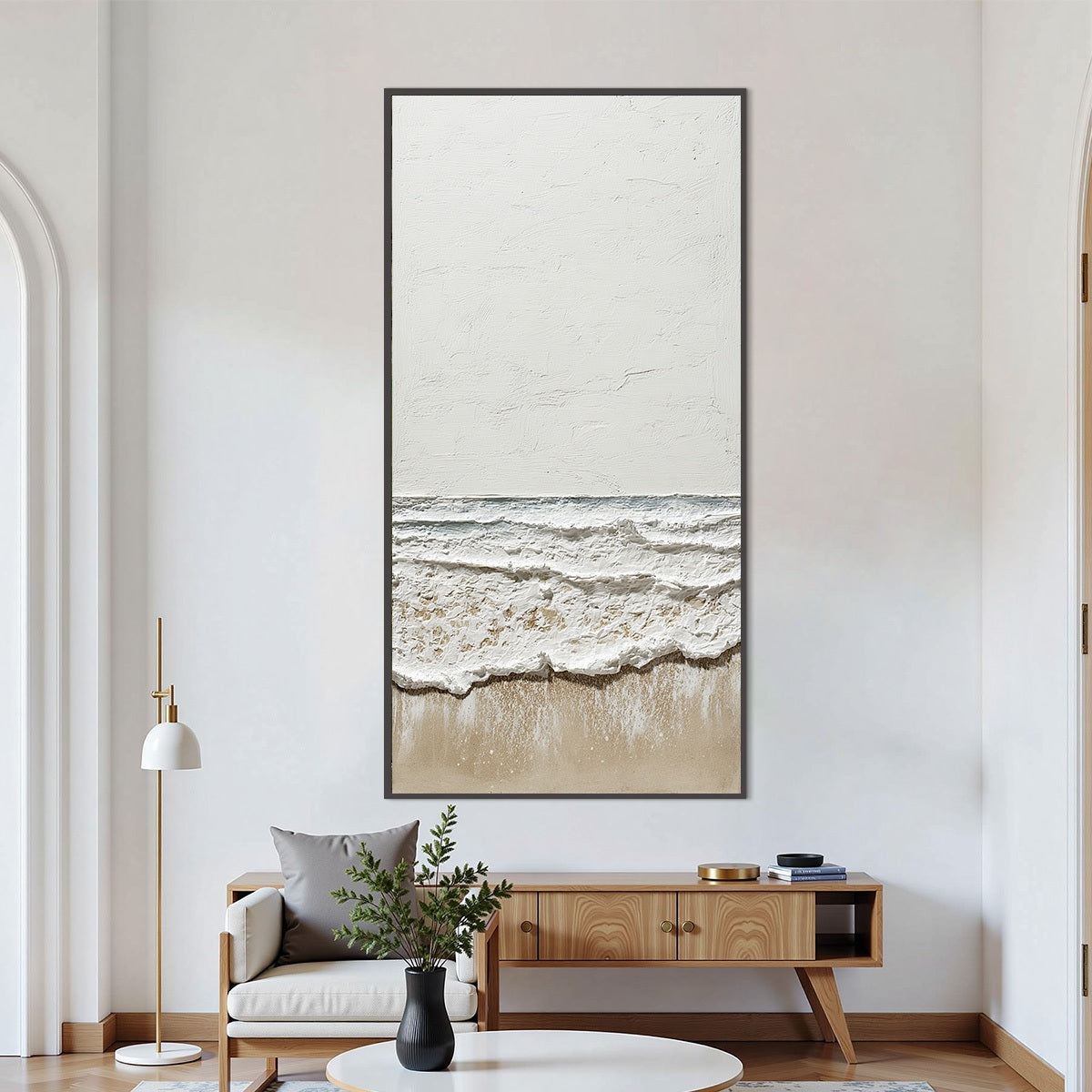COASTAL WHISPER: Textured Minimalist Wabi Sabi Beach Painting - Image 2