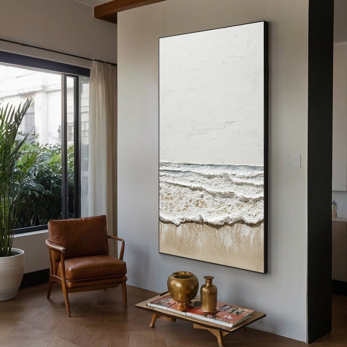COASTAL WHISPER: Textured Minimalist Wabi Sabi Beach Painting - Image 7