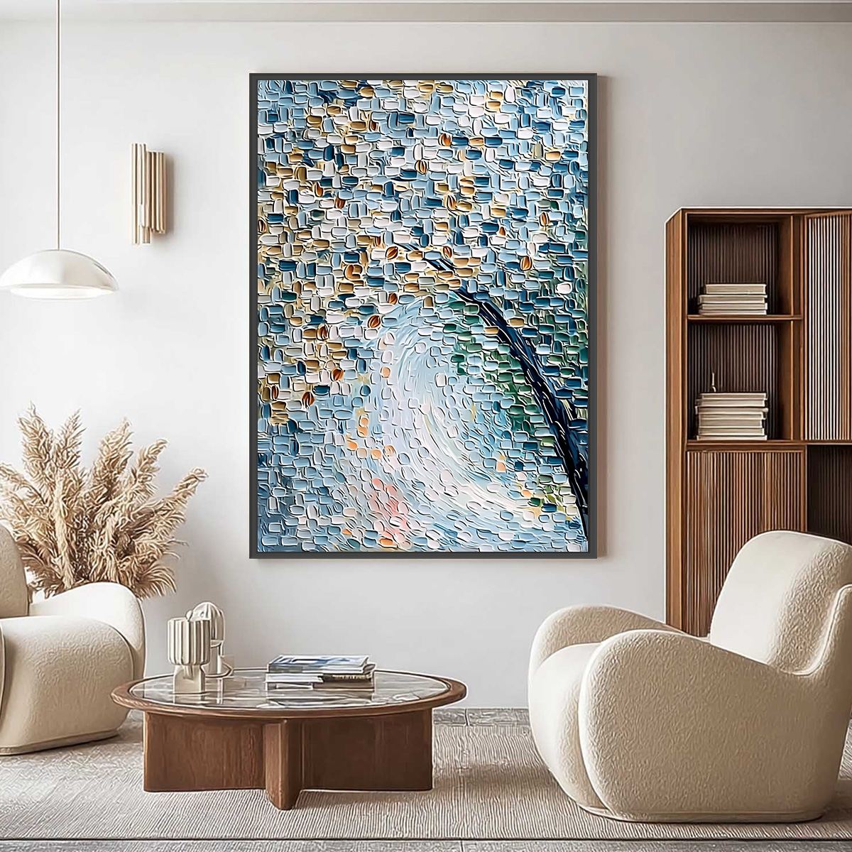 COBBLESTONE BLOSSOM: Heavily Textured Abstract Tree Painting with Palette Knife Detail - Image 2