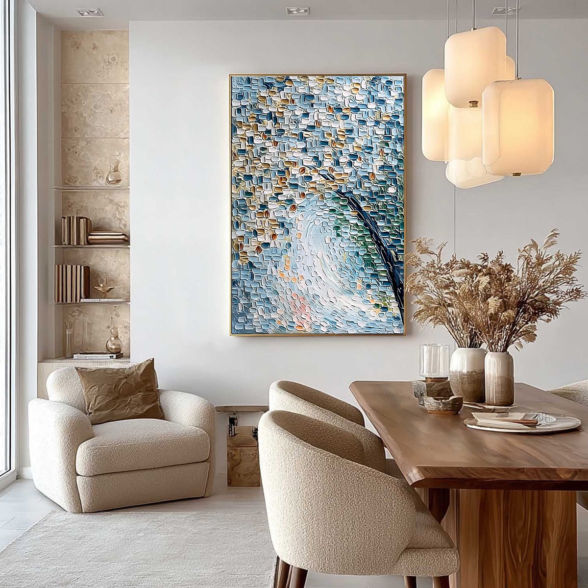 COBBLESTONE BLOSSOM: Heavily Textured Abstract Tree Painting with Palette Knife Detail - Image 4