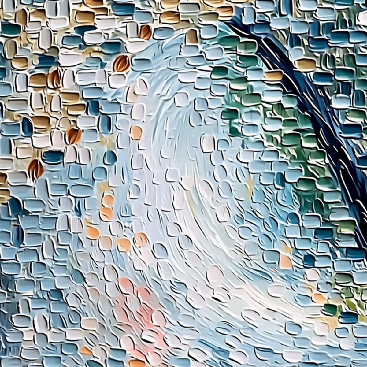 COBBLESTONE BLOSSOM: Heavily Textured Abstract Tree Painting with Palette Knife Detail - Image 5