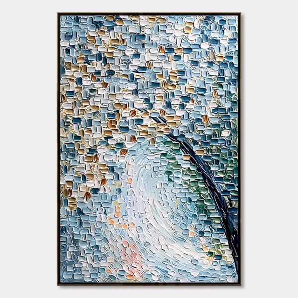 COBBLESTONE BLOSSOM: Heavily Textured Abstract Tree Painting with Palette Knife Detail