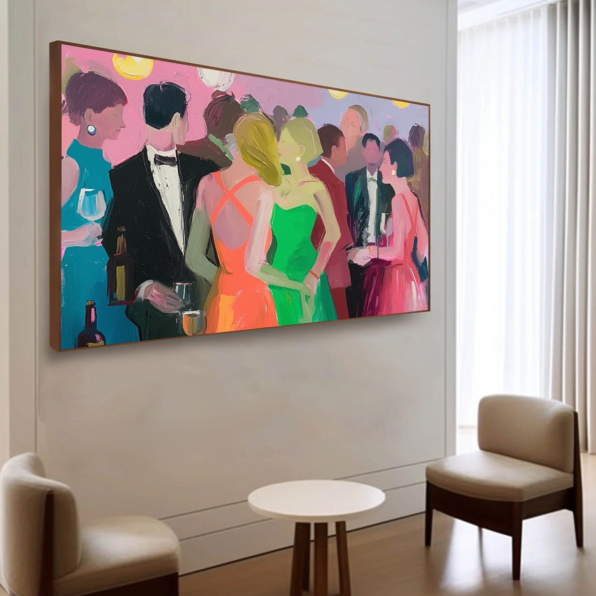COCKTAIL HOUR: Figurative Oil Painting, Social Scene - Image 8