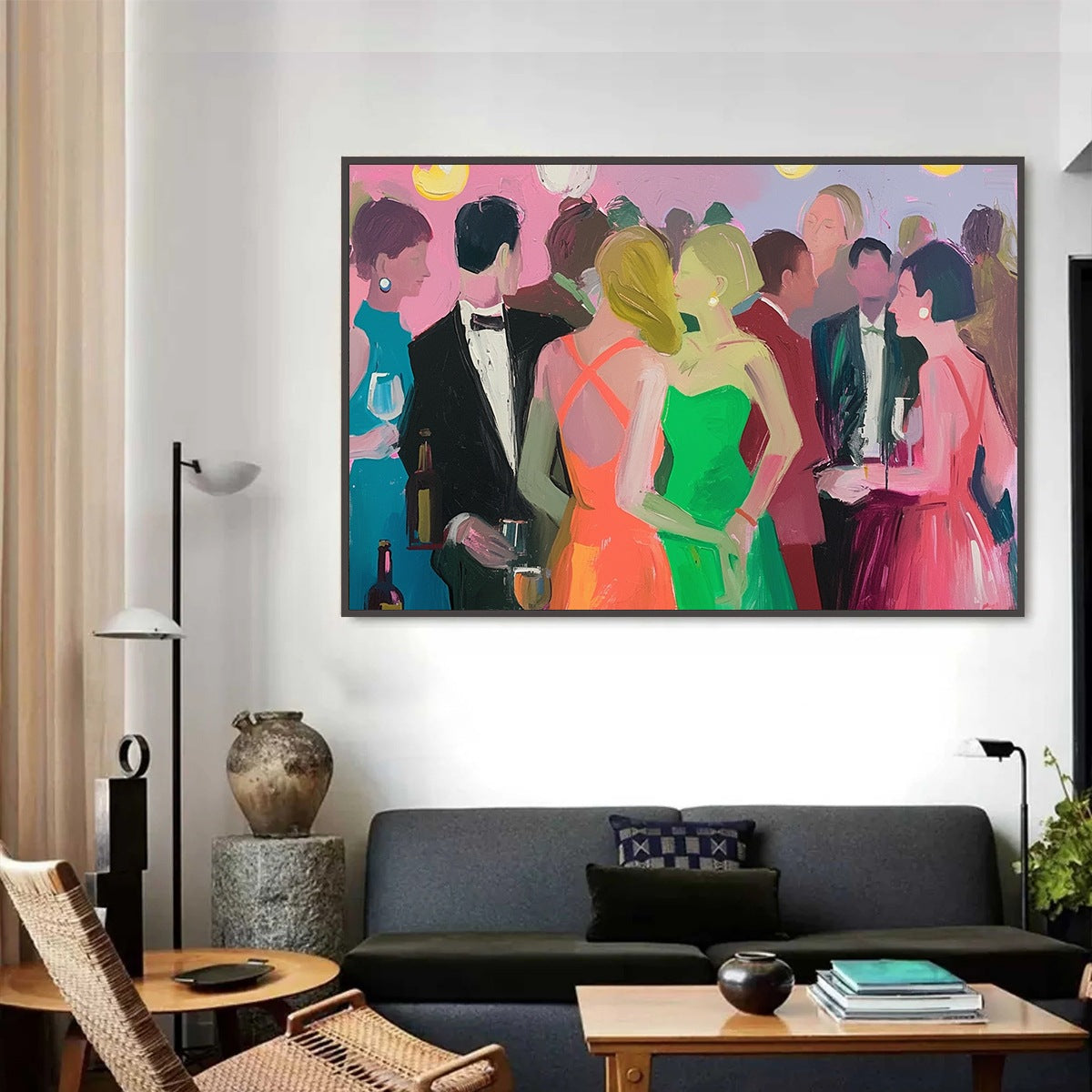COCKTAIL HOUR: Figurative Oil Painting, Social Scene - Image 4