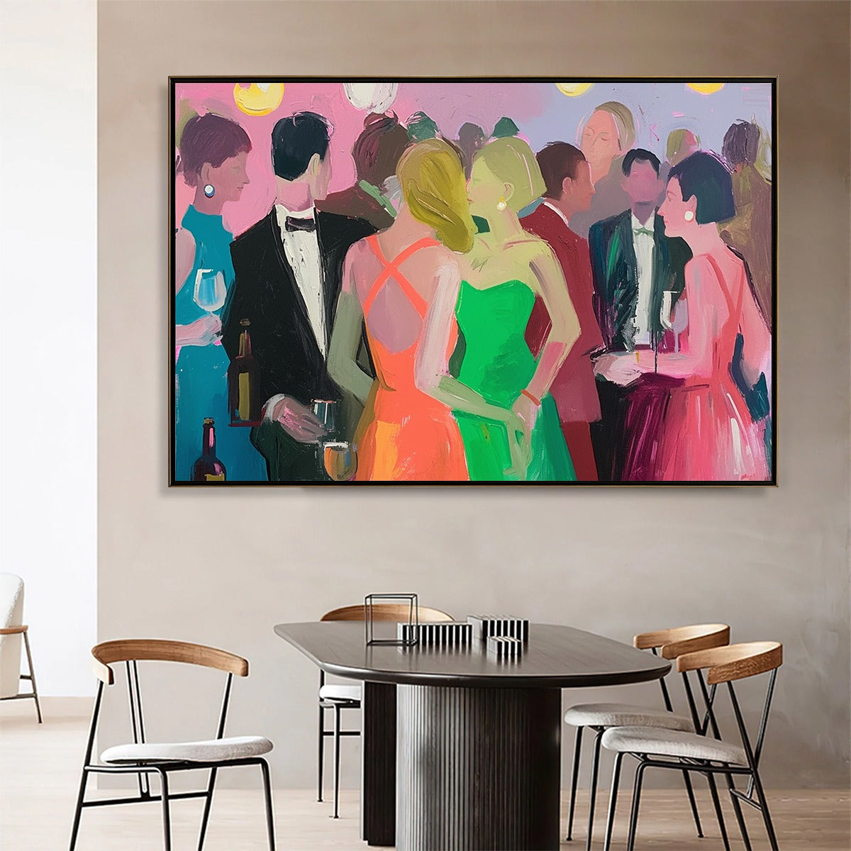 COCKTAIL HOUR: Figurative Oil Painting, Social Scene - Image 2