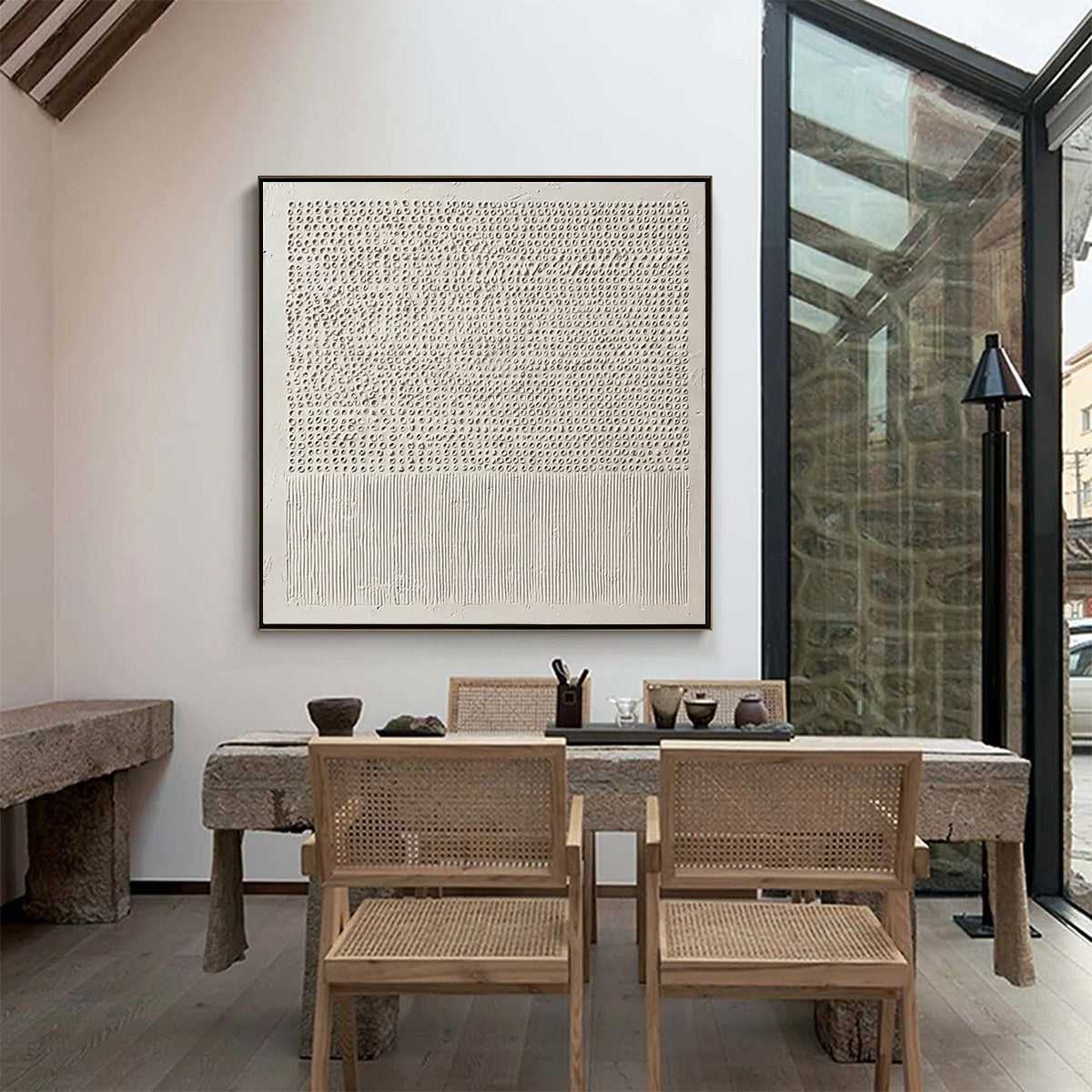 CODEX OF CALM: Large Square Textured Wabi Sabi Abstract Painting - Image 4
