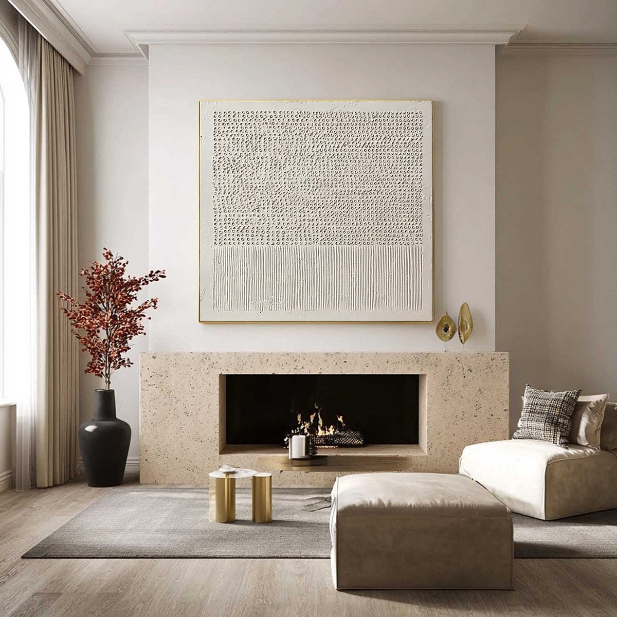 CODEX OF CALM: Large Square Textured Wabi Sabi Abstract Painting - Image 2