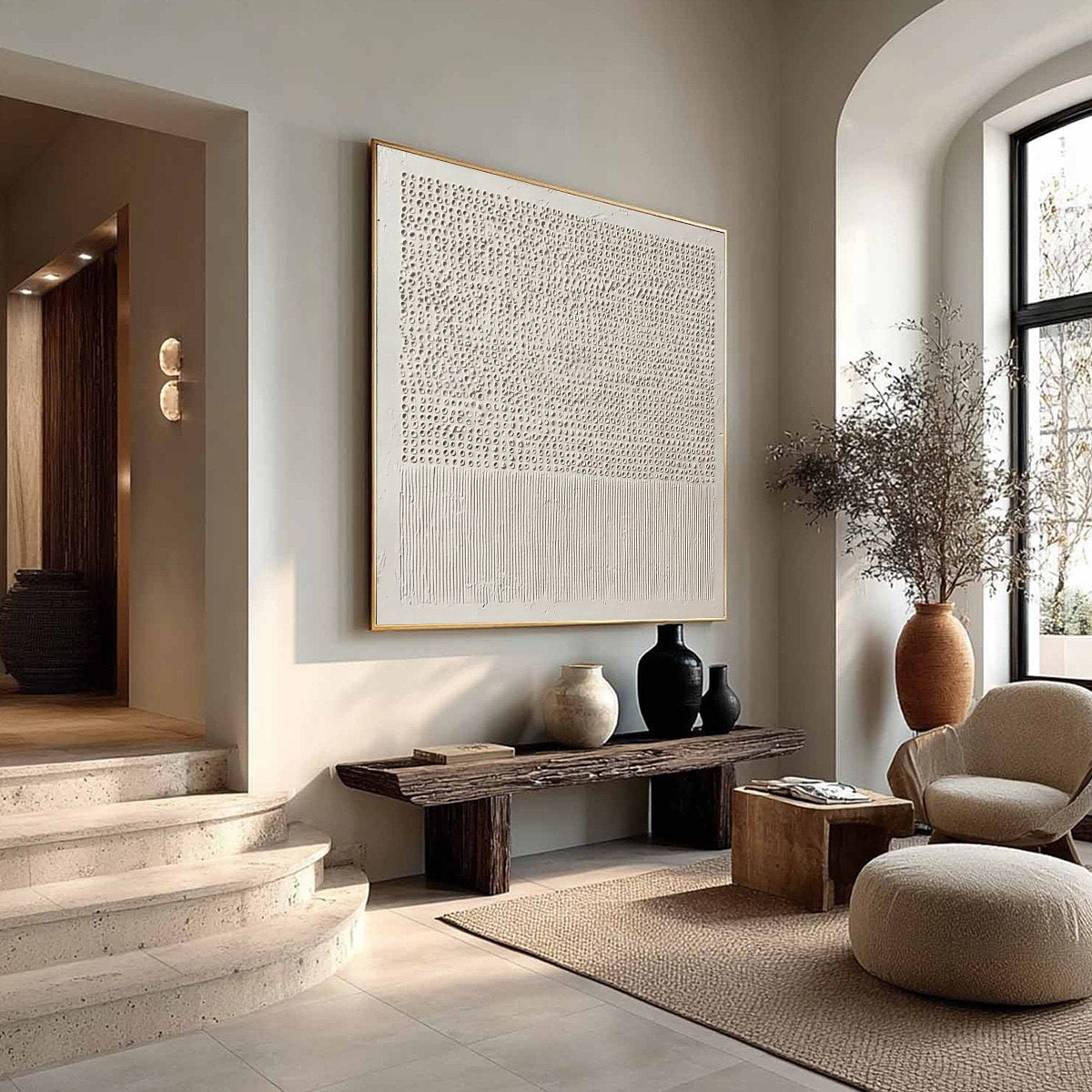 CODEX OF CALM: Large Square Textured Wabi Sabi Abstract Painting - Image 8