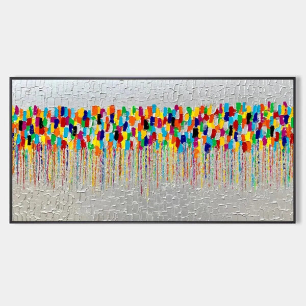 COLORFALL: Vibrant Abstract Oil Painting on Silver Leaf