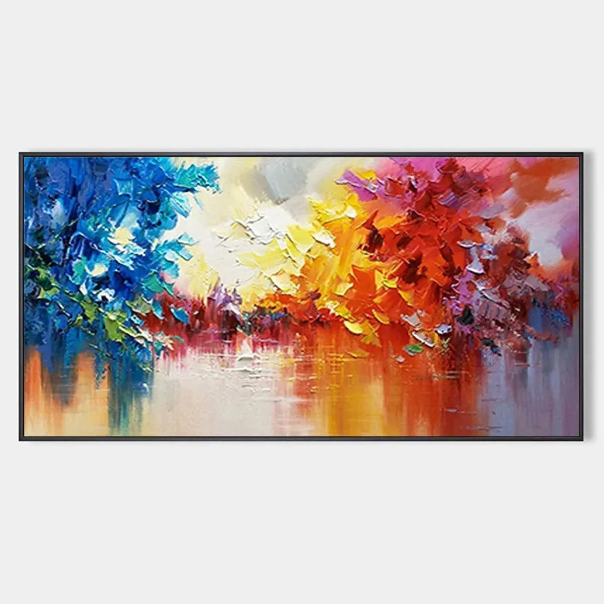 COLORFUL REFLECTIONS: Textured Abstract Landscape Painting
