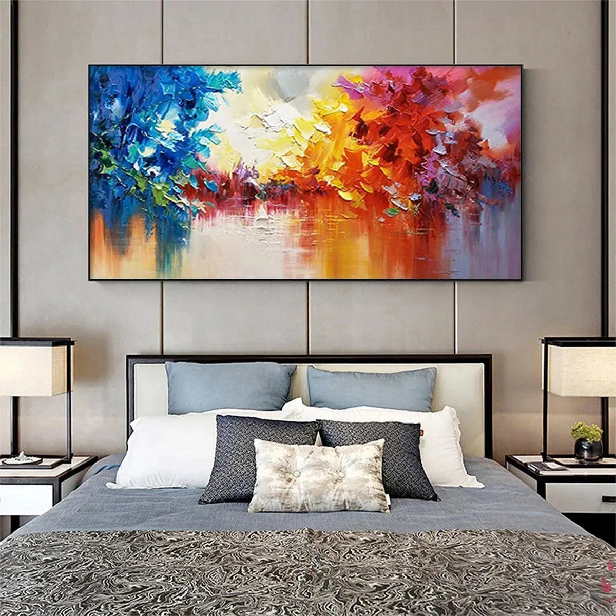COLORFUL REFLECTIONS: Textured Abstract Landscape Painting - Image 7