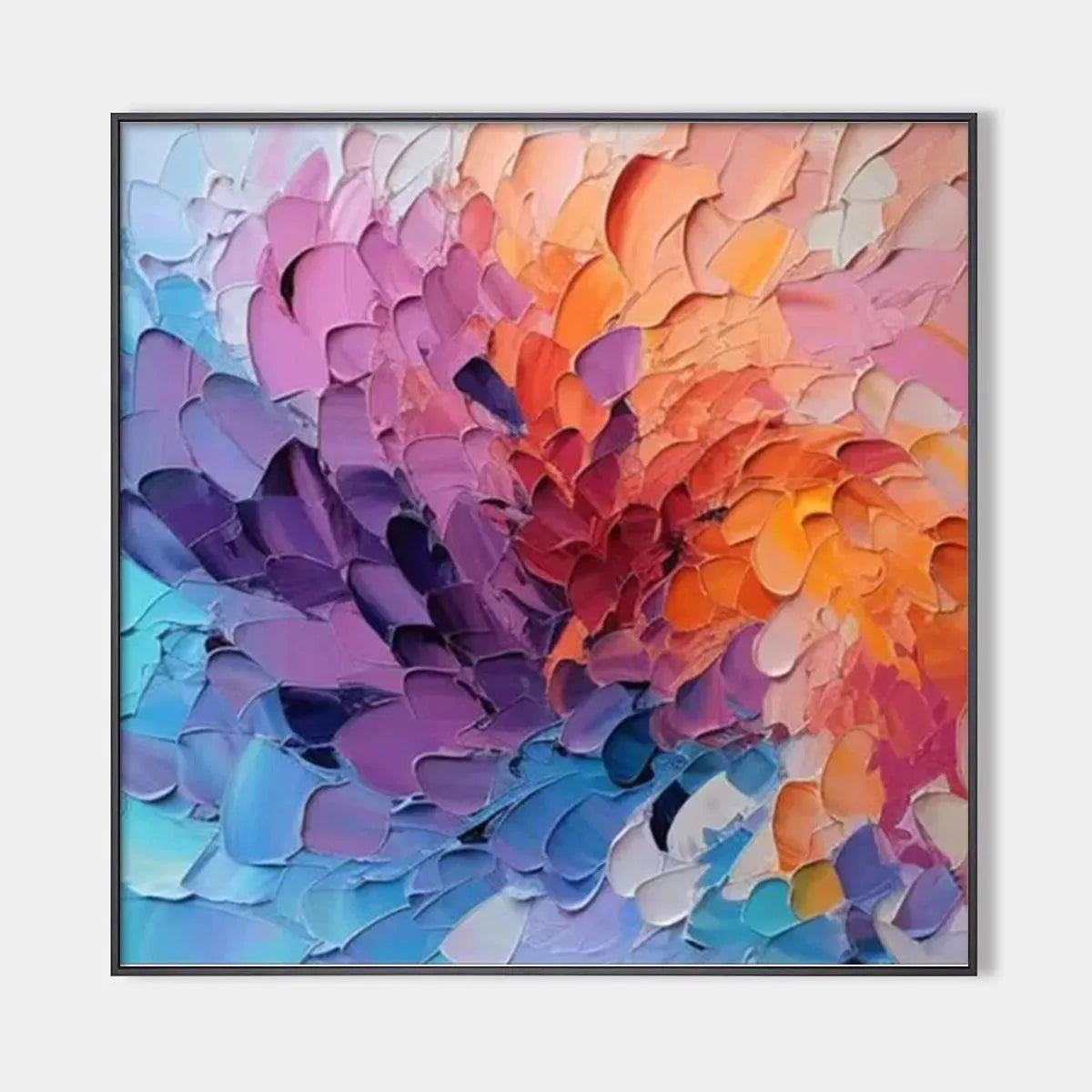 COLORFUL WHIRL: Textured Abstract Painting, Impasto Wall Art, Square Canvas, Modern Decor