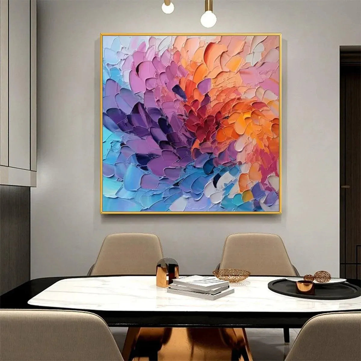 COLORFUL WHIRL: Textured Abstract Painting, Impasto Wall Art, Square Canvas, Modern Decor - Image 6
